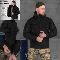 Весняна тактична куртка Чорна SoftShell Gore-Tex (S-3xl)