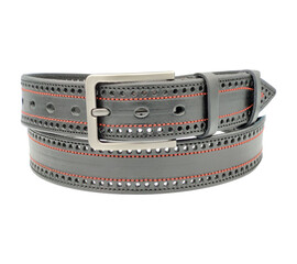 Ремінь чоловічий шкіряний для джинсів перфорація з кольоровою стрічкою 4 см