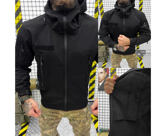 Куртка тактична флісова SoftShell police/ GBR Чорна (S-3xl)