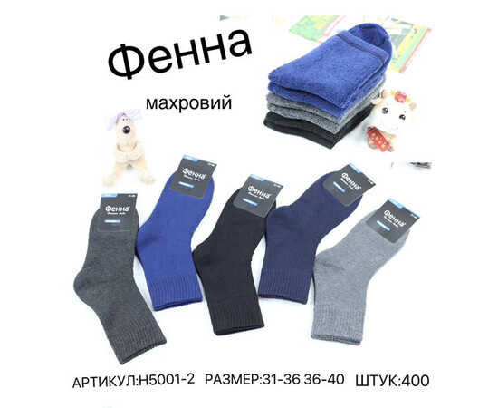 Шкарпетки дитячі (зима) H5001-2 mix (31-40) махра
