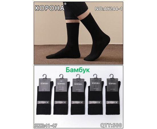 Шкарпетки чоловічі AY244-1 black (41-47)