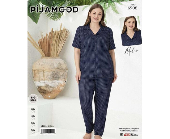 Піжама жіноча 6908 navy (3XL-6XL)