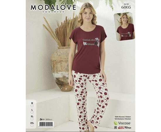 Піжама жіноча 6005 wine (M-2XL)